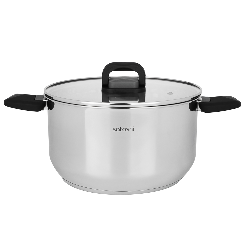 Кастрюля тм SATOSHI Манн 24х13,5см. 6,5л. со стекл. крышкой, индукция, арт.№ 822-301