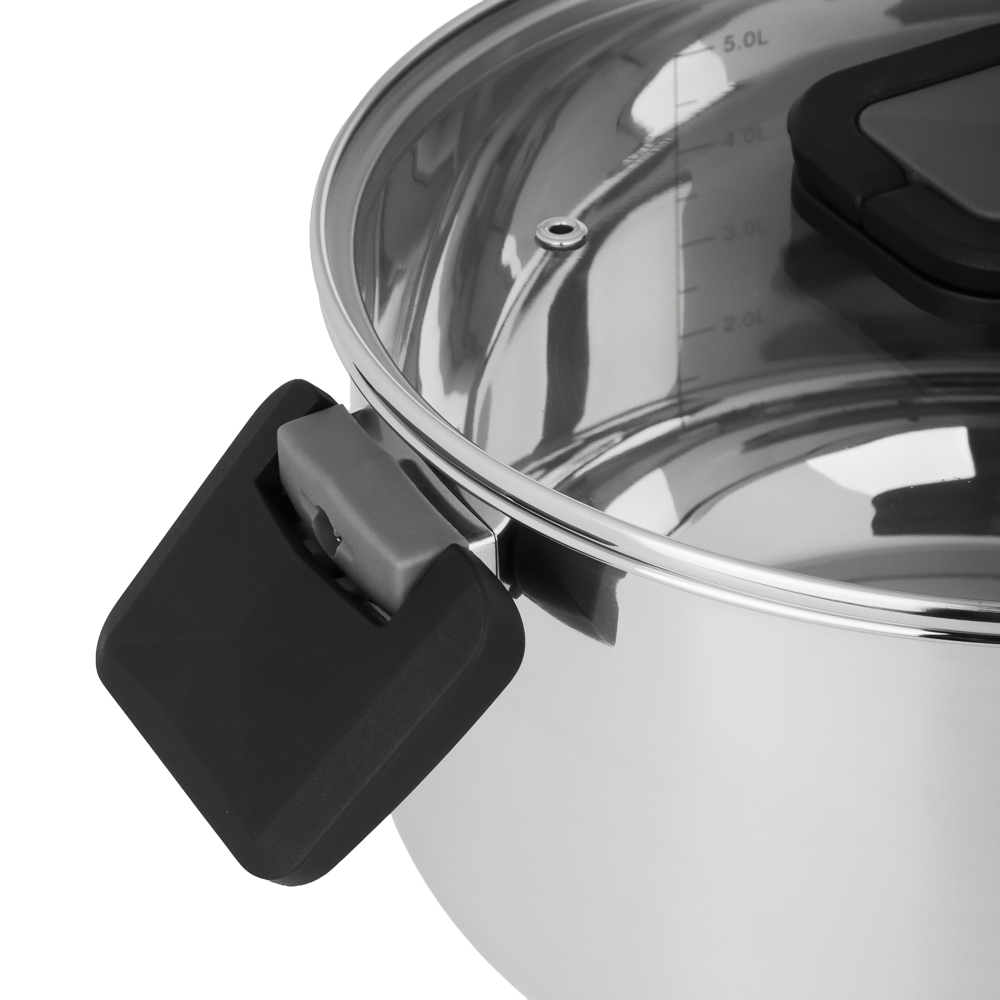 Кастрюля тм SATOSHI Манн 24х13,5см. 6,5л. со стекл. крышкой, индукция, арт.№ 822-301