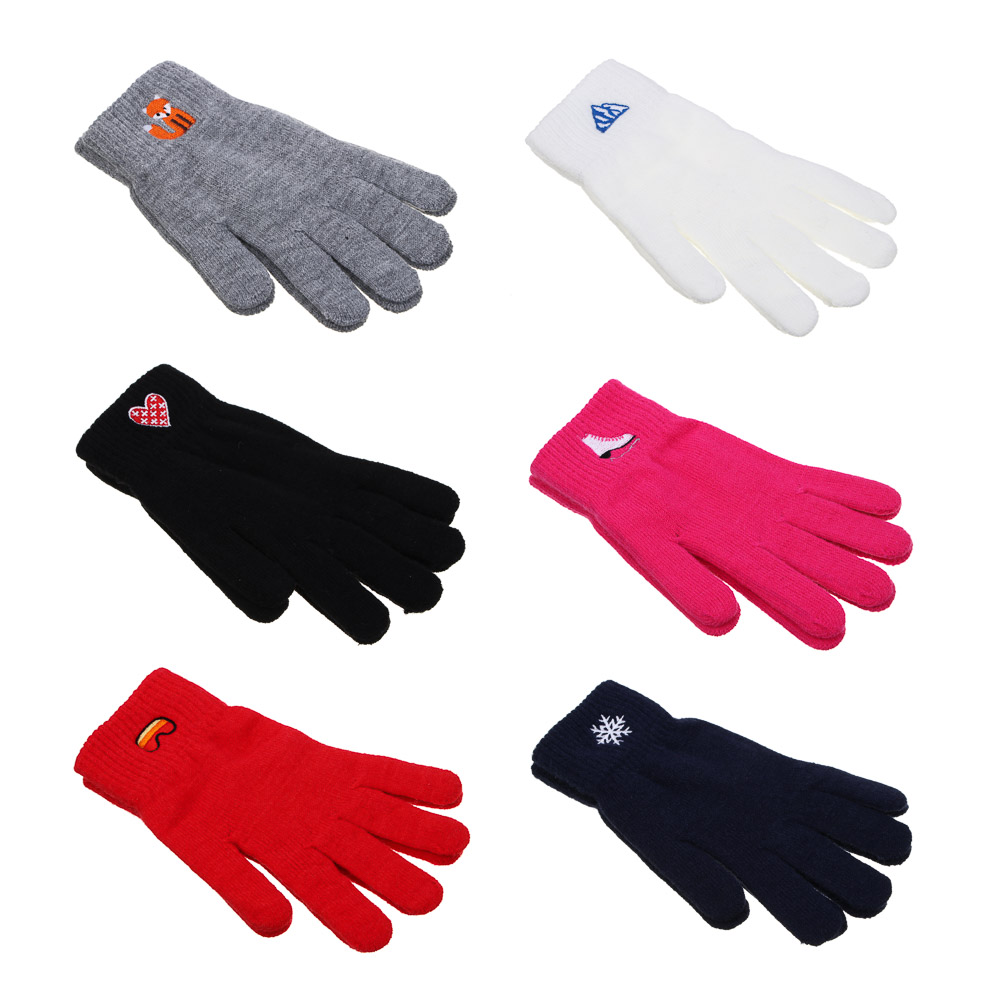 GALANTE Перчатки для взрослых вязаные с вышивкой, р-р 18-20, 6 цветов, СЗПВ24-19, арт.№ 363-375