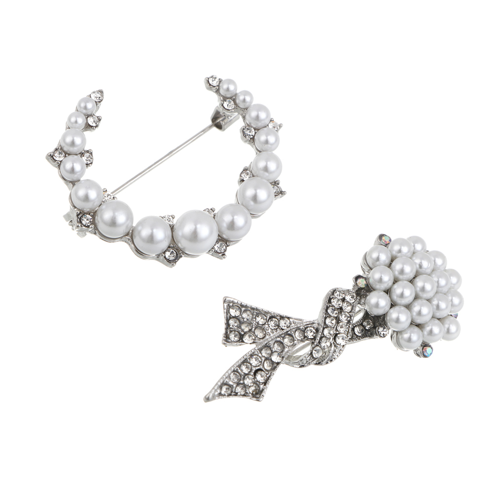 Брошь полумесяц, цветок, сплав, БЖ25-27, арт.№ 023-039