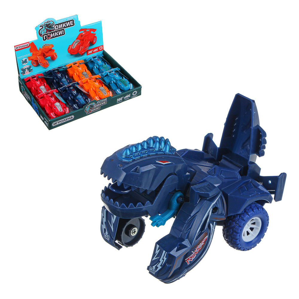 ИГРОЛЕНД Машинка инерционная "Дикие гонки", трюки, ABS, 12х5х8см, 4 дизайна, арт.№ 292-265