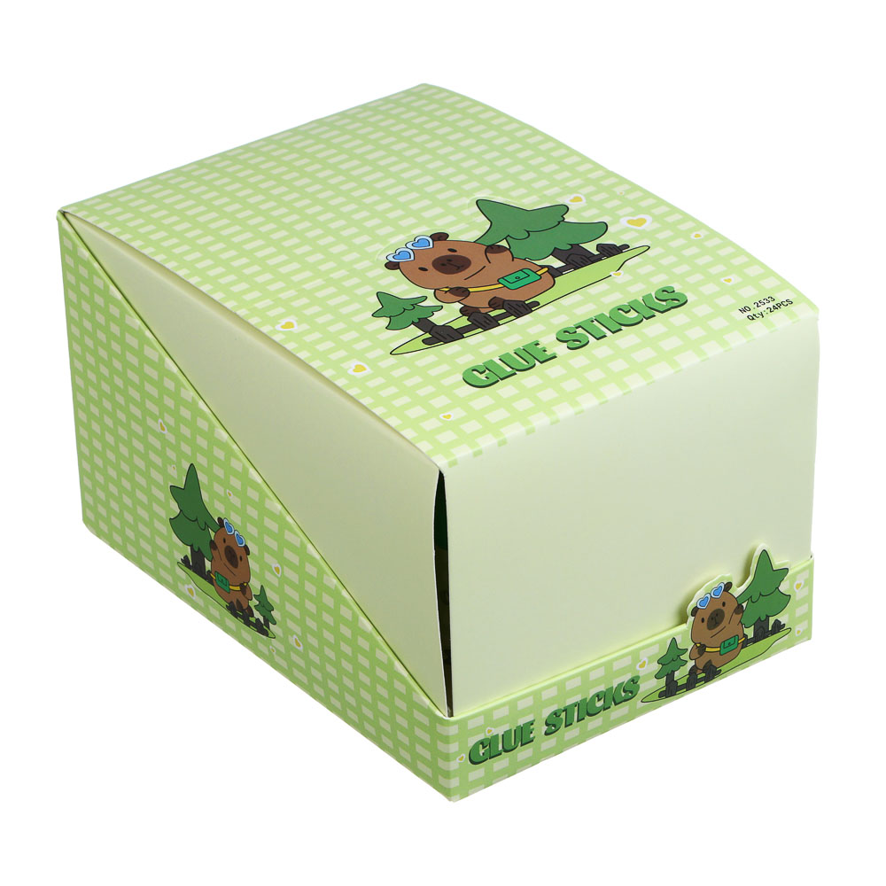 Клей-карандаш 8гр, ПВА, "Панда/Капибара", микс 3 дизайна, шоу-бокс, арт.№ 607-079