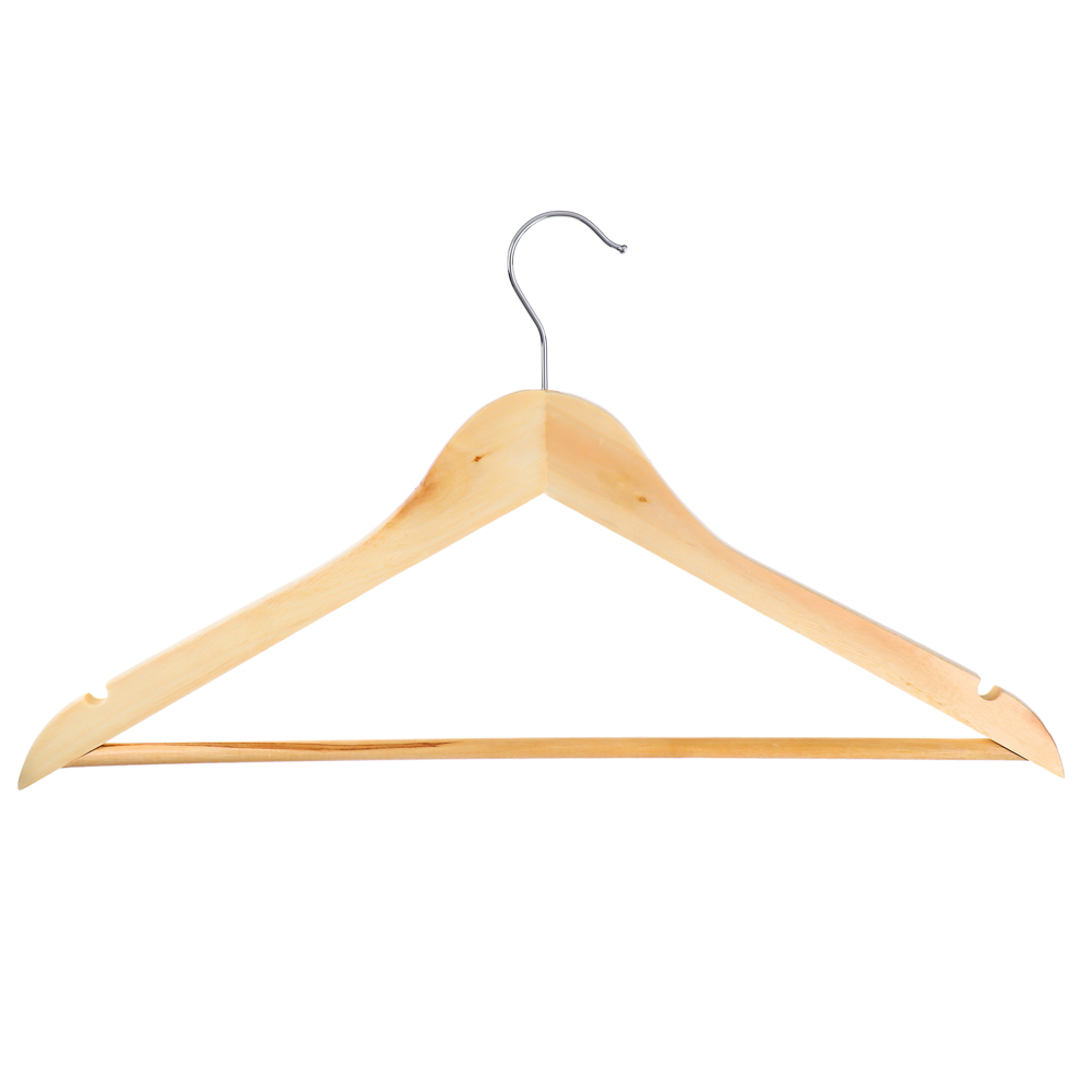 Вешалка для одежды тм VETTA, 45см, деревянная, хром, цвет светлое дерево, арт.№ 455-051