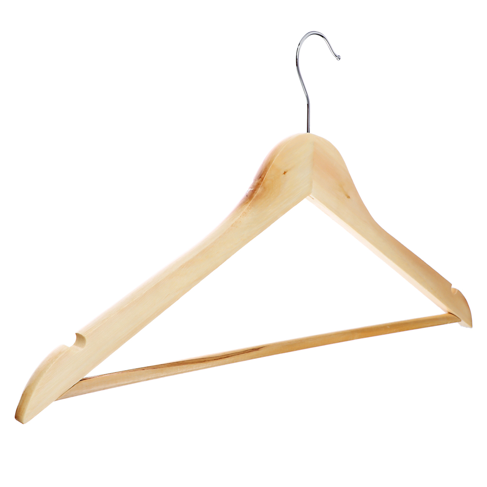 Вешалка для одежды тм VETTA, 45см, деревянная, хром, цвет светлое дерево, арт.№ 455-051