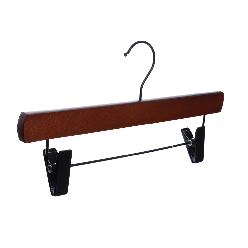 VETTA Вешалка деревянная для юбок и брюк, с клипсами, 32см, ренуар, черн.металл, арт.№ 455-061