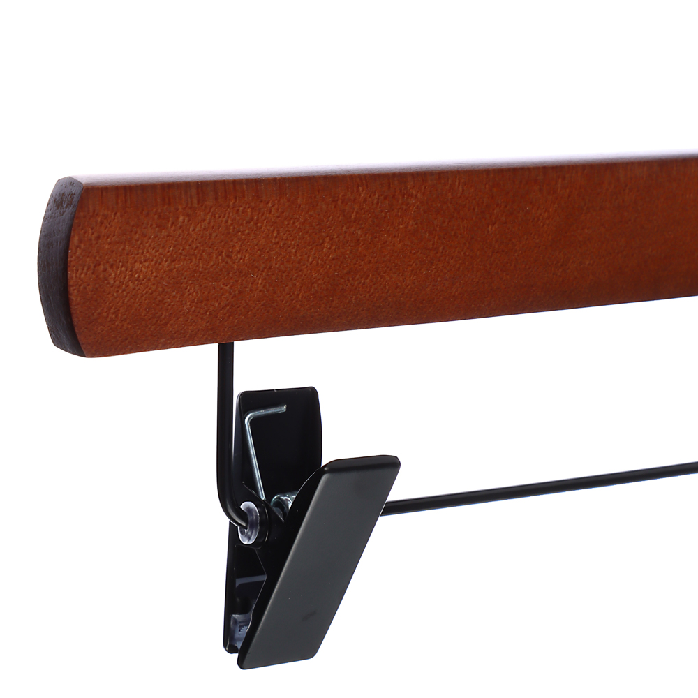 VETTA Вешалка деревянная для юбок и брюк, с клипсами, 32см, ренуар, черн.металл, арт.№ 455-061