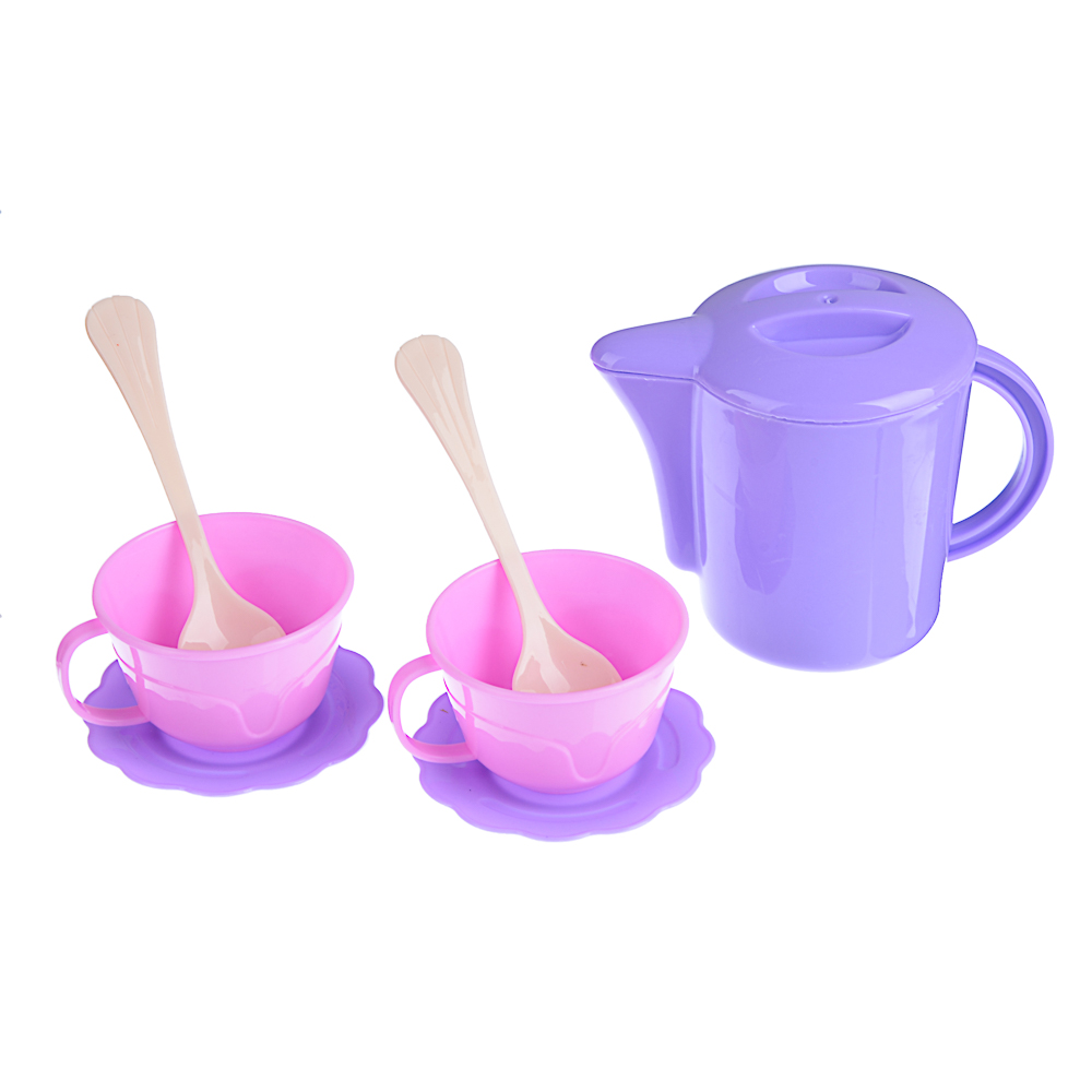 ИГРОЛЕНД Набор игровой "Посуда для чаепития", 7пр., пластик, 17х10х10см, арт.№ 294-115