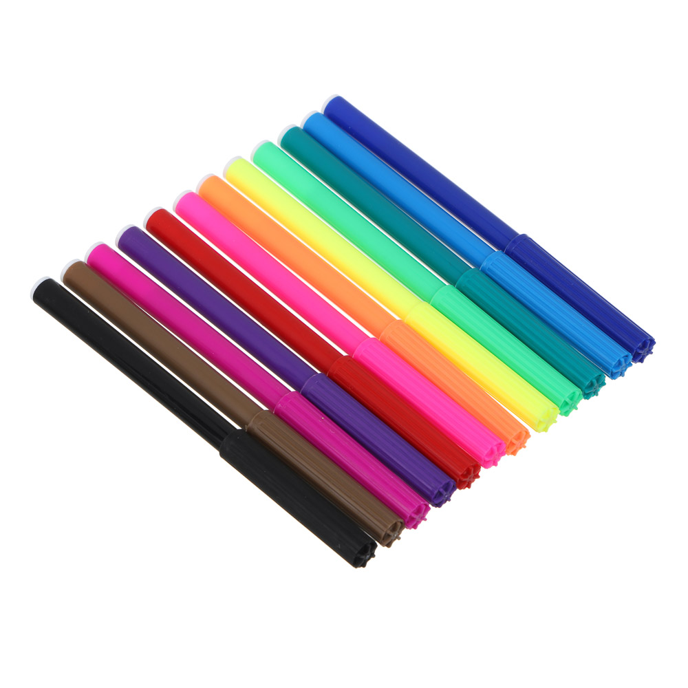 Умка Фломастеры 12 цветов, с цветным вентилируемым колпачком, большие, смываемые, ПВХ пенал, арт.№ 805-027