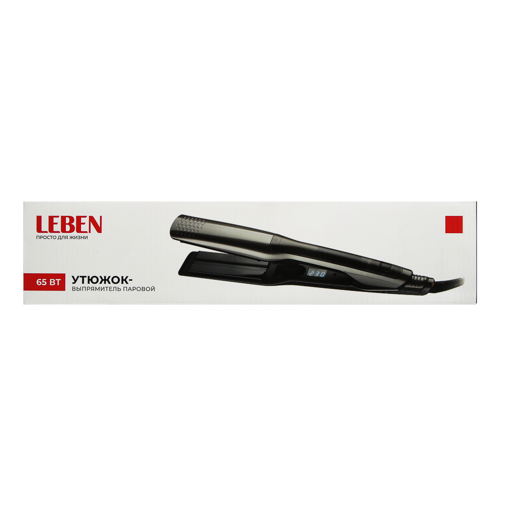 LEBEN Утюжок-выпрямитель паровой, 65Вт, нагрев 100-230℃, керамическое покрытие, 220в, арт.№ 211-104