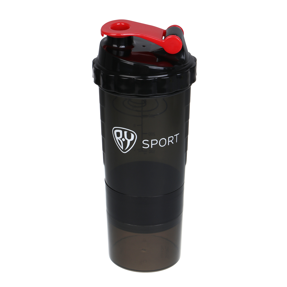 Спортивный шейкер 3 в 1, тм BY SPORT, 500мл, 25x9см, полипропилен, арт.№ 088-135