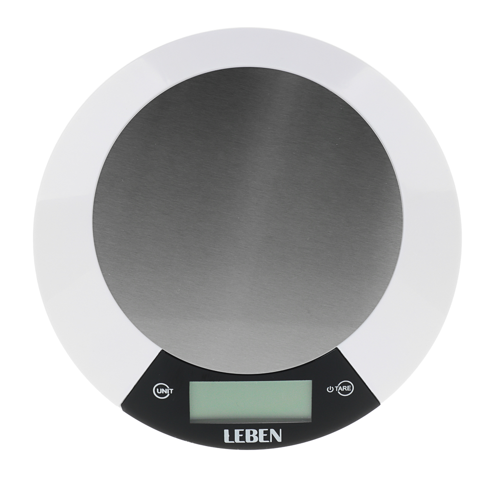 LEBEN Весы кухонные электронные, металл.платформа, макс.нагрузка до 5кг, питание CR2032, арт.RF5, арт.№ 475-148