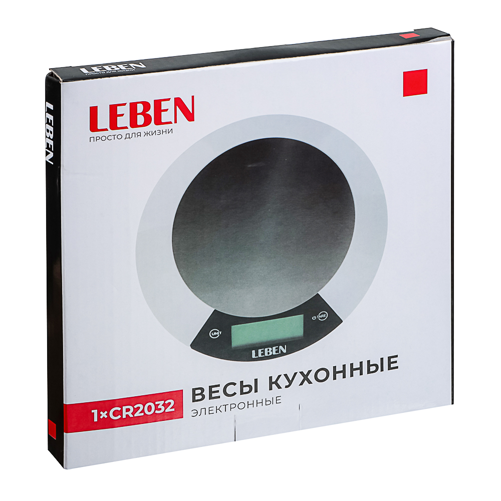 LEBEN Весы кухонные электронные, металл.платформа, макс.нагрузка до 5кг, питание CR2032, арт.RF5, арт.№ 475-148