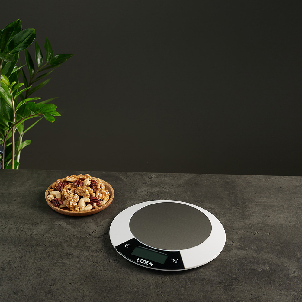 LEBEN Весы кухонные электронные, металл.платформа, макс.нагрузка до 5кг, питание CR2032, арт.RF5, арт.№ 475-148