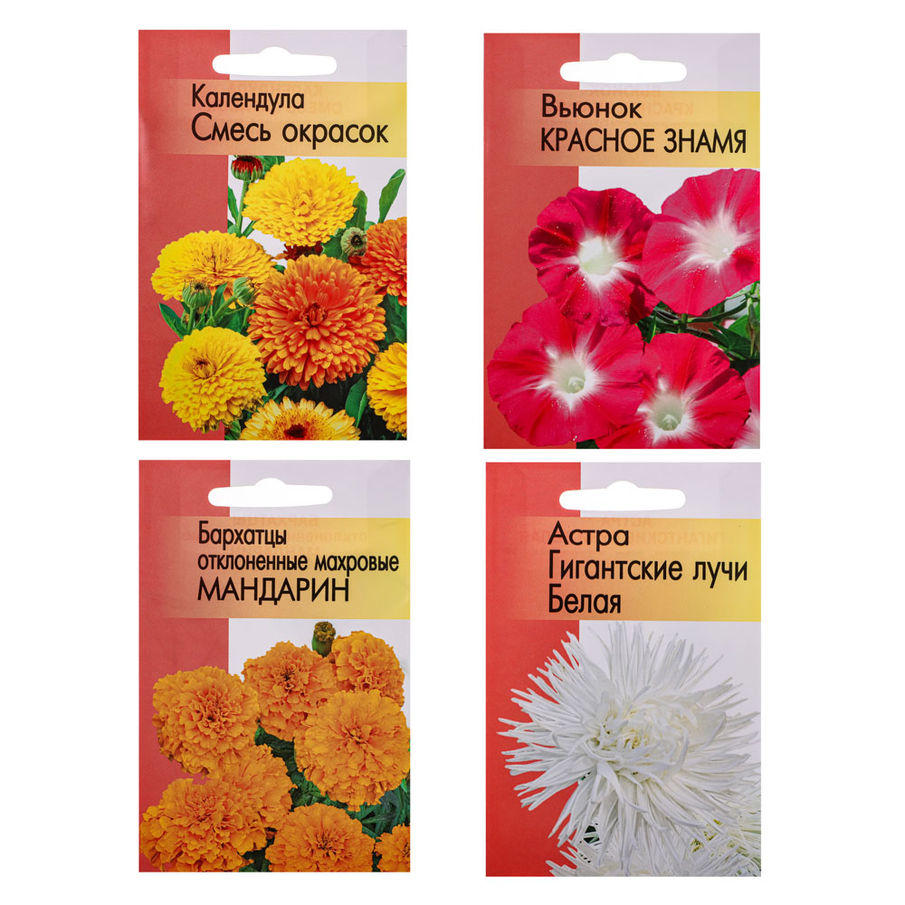 Набор семян "Цветы" в шоубоксе 40 шт, 4 вида, арт.№ 179-308