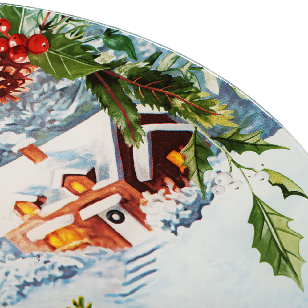 Зимний пейзаж Набор для торта 2 предмета, блюдо 30см, лопатка 26х7см, стекло, арт.№ 820-800