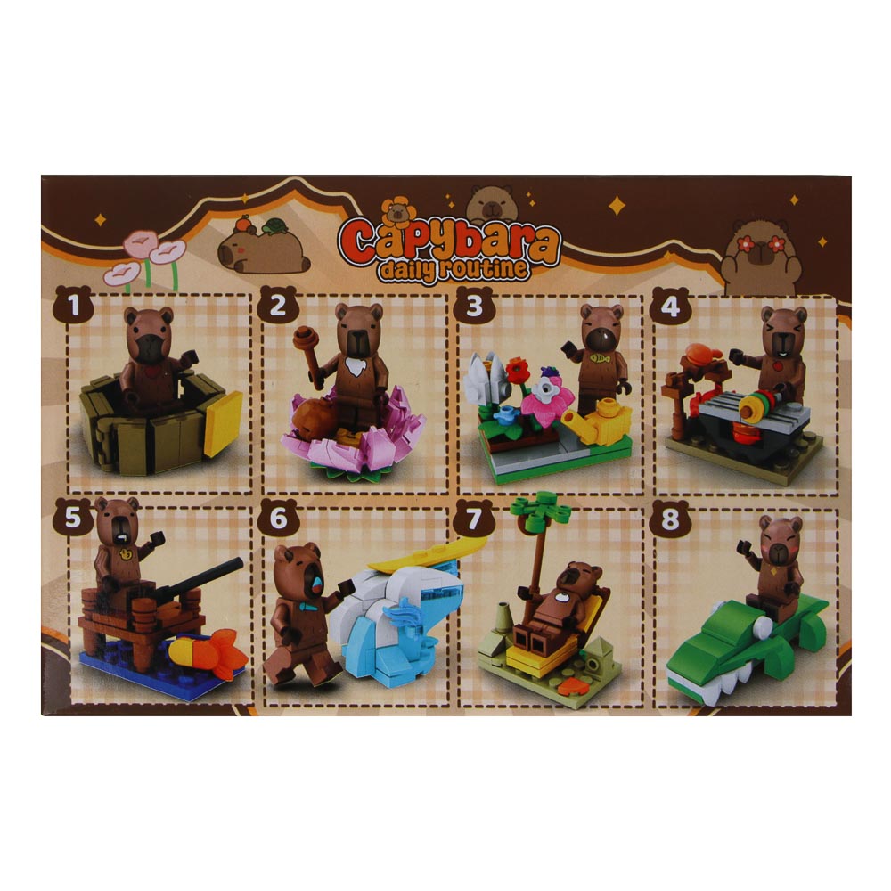 ИГРОЛЕНД Конструктор "Мир Капибарчиков", 14,5х4х9,5 см, ABS, 6 видов, арт.№ 858-067