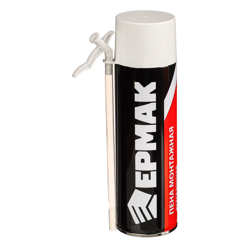 Пена монтажная тм ЕРМАК, всесезон, баллон 650мл, м.брутто 330г, трубка, выход до 12л, арт.№ 669-172