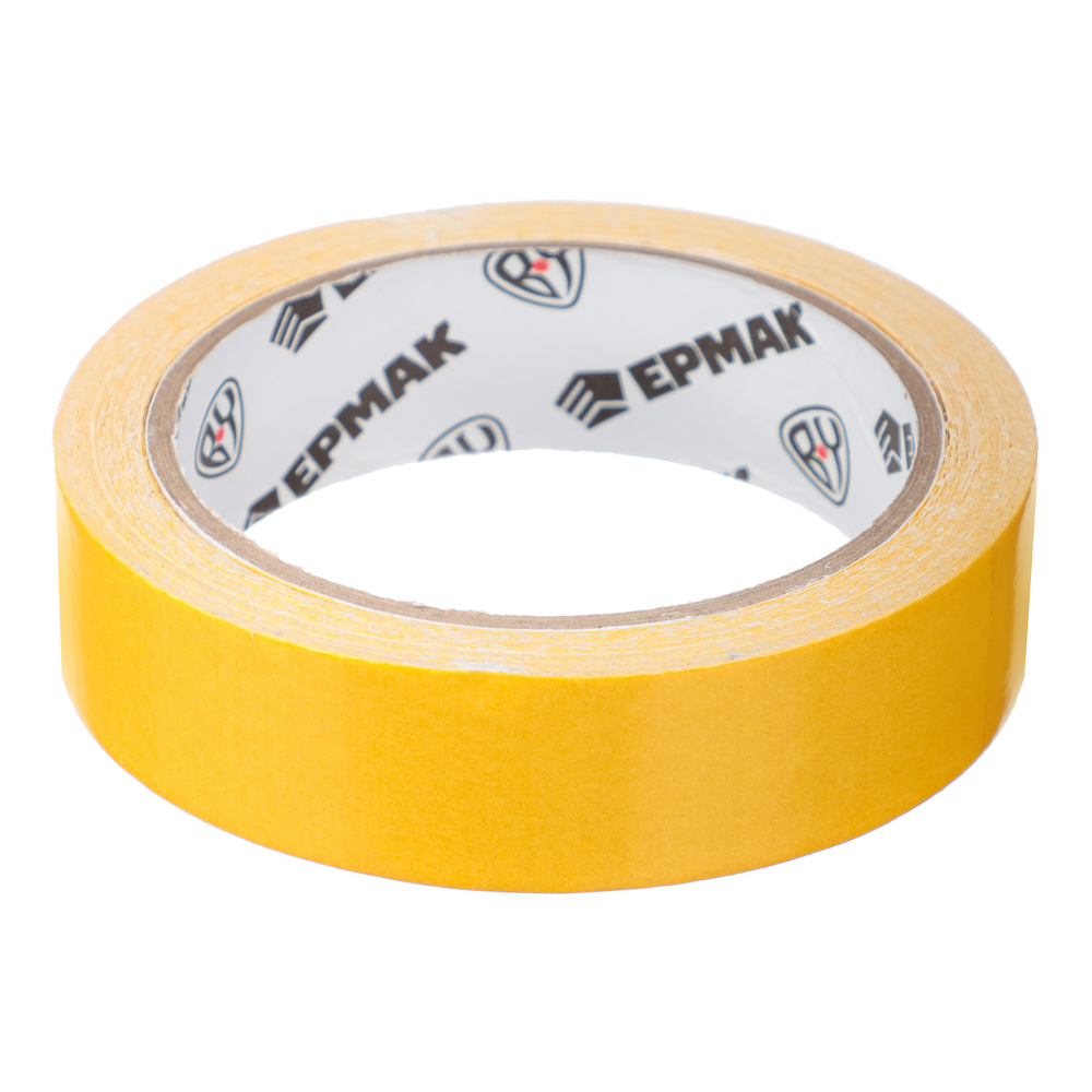 ЕРМАК Клейкая лента двухсторонняя 25мм х 10м, (ткань осн., инд.упаковка), арт.№ 669-188