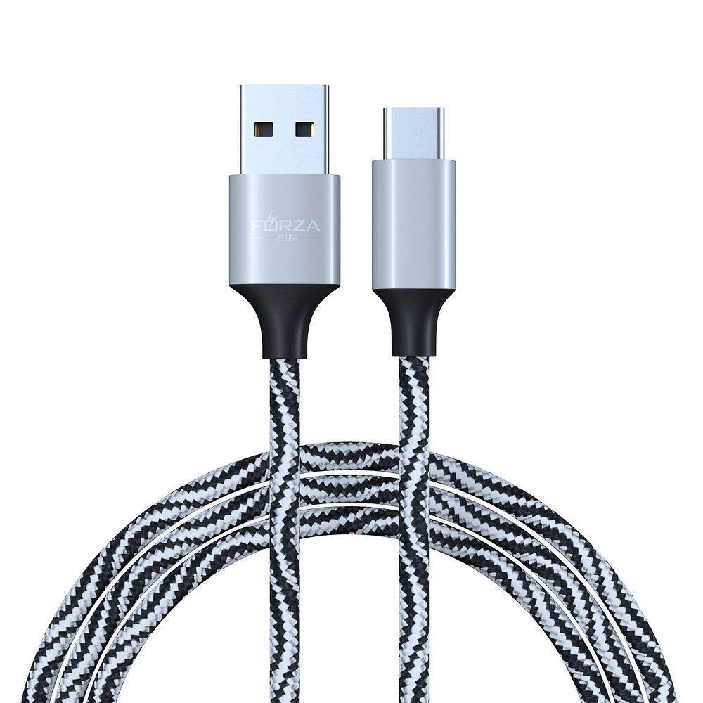 Кабель для зарядки USB(A)-Type C FORZA Серпантин, 1м, 1.5А, тканевая оплётка, 4 цвета, пакет, арт.№ 470-034