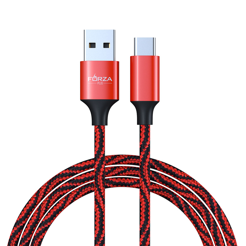 Кабель для зарядки USB(A)-Type C FORZA Серпантин, 1м, 1.5А, тканевая оплётка, 4 цвета, пакет, арт.№ 470-034