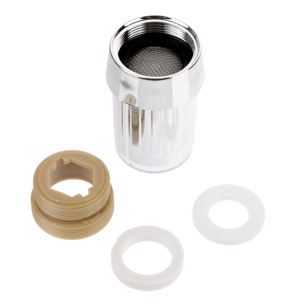 Аэратор-насадка для смесителя, LED, 3 цвета, пластик, хром, арт.№ 565-142