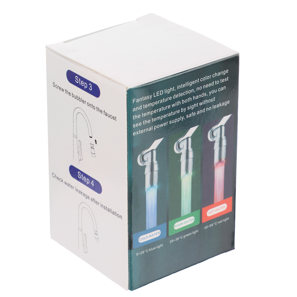 Аэратор-насадка для смесителя, LED, 3 цвета, пластик, хром, арт.№ 565-142