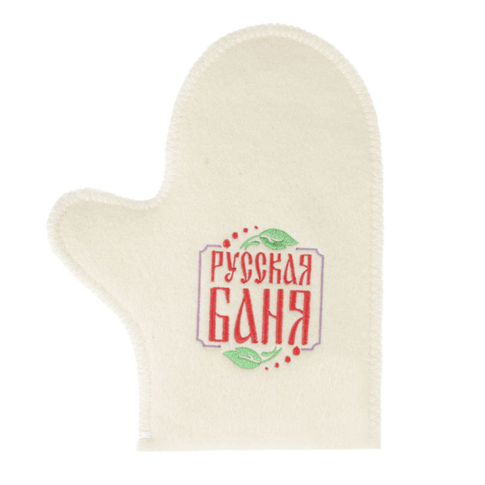 Набор банный 2 пр. (шапка, варежка) с вышивкой, 30% шерсть, 70% полиэфир, 2 цвета, арт.№ 364-208