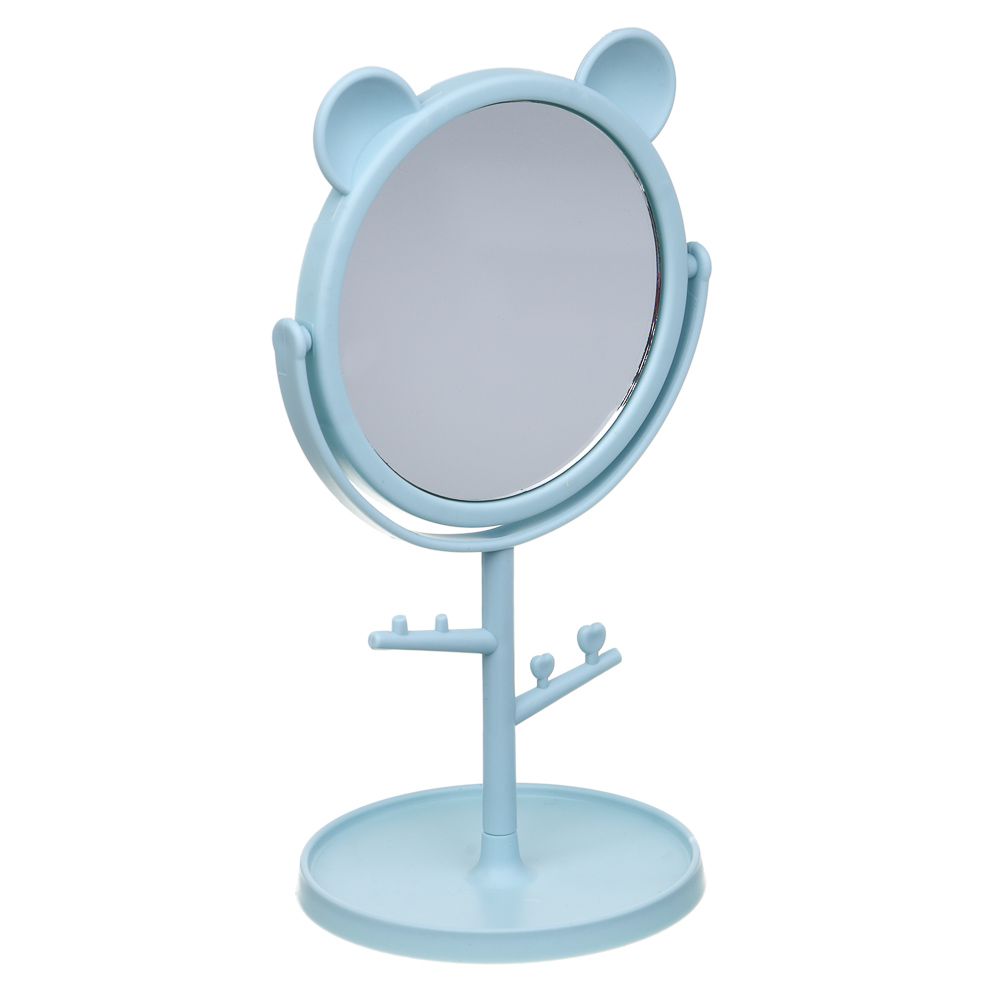 Зеркало настольное тм ЮНИLOOK, с подставкой, пластик, стекло, высота 20 см, диаметр 10,5см, 3 цвета, арт.№ 301-265