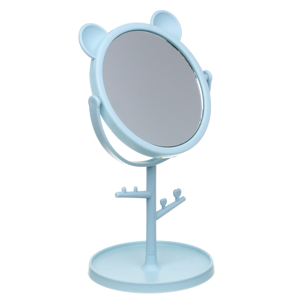 Зеркало настольное тм ЮНИLOOK, с подставкой, пластик, стекло, высота 20 см, диаметр 10,5см, 3 цвета, арт.№ 301-265