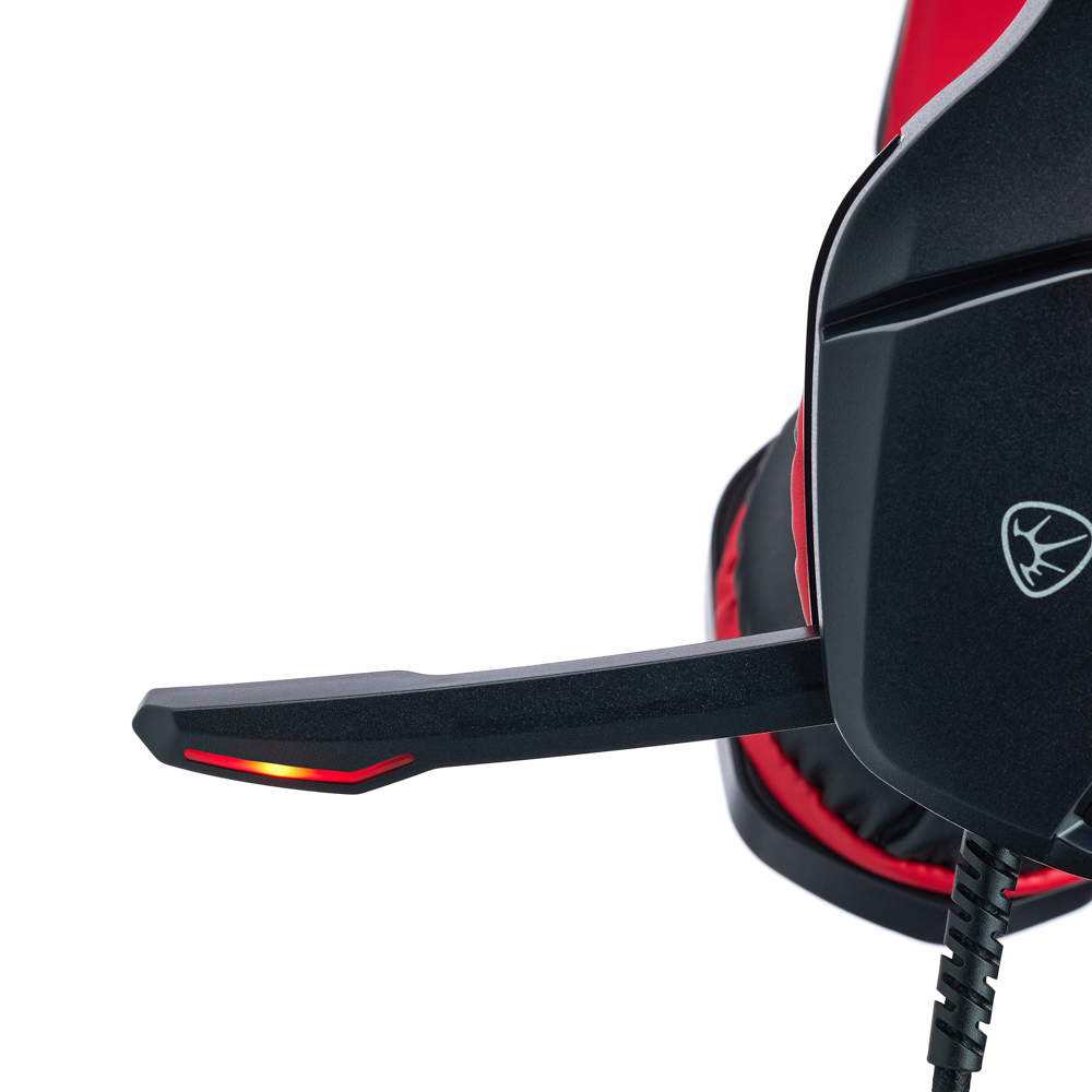 Наушники проводные с микрофоном игровые BY Bascinet USB 3,2 м, красная подсветка, арт.№ 410-084