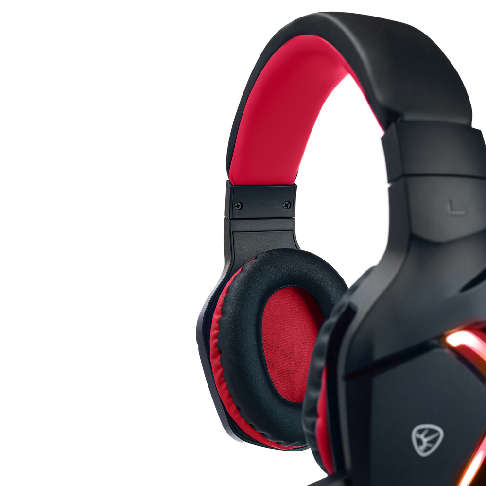 Наушники проводные с микрофоном игровые BY Bascinet USB 3,2 м, красная подсветка, арт.№ 410-084