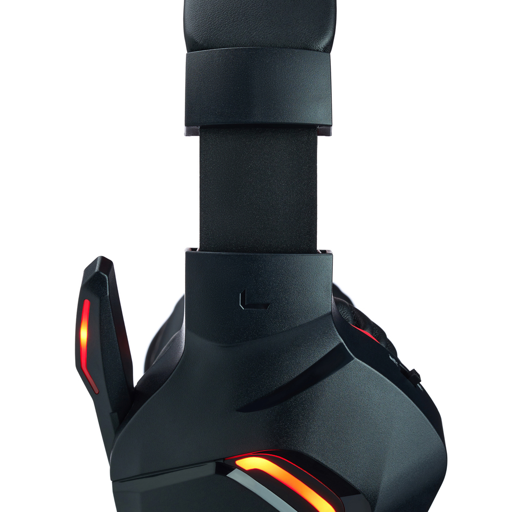 Наушники проводные с микрофоном игровые BY Bascinet USB 3,2 м, красная подсветка, арт.№ 410-084