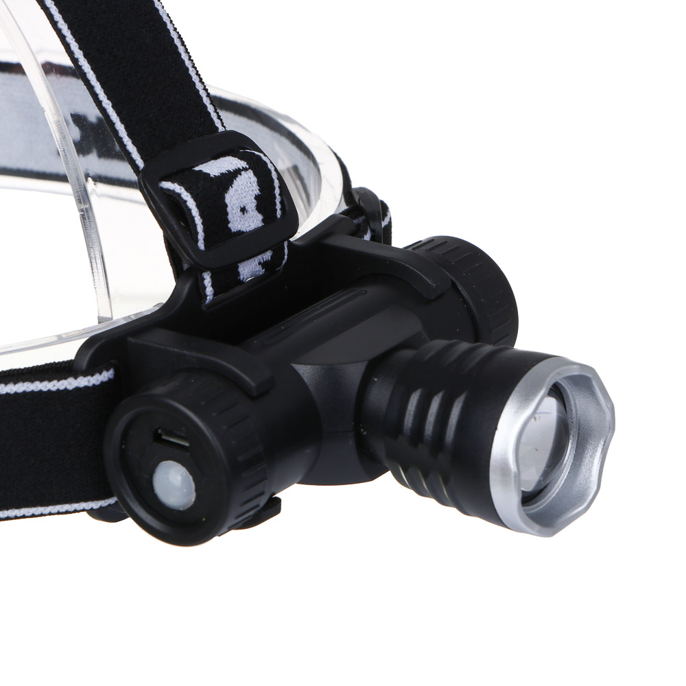 Фонарь налобный тм ЕРМАК, CREE XPE LED, 4 режима, 1200мАч, 8,3х3,8х7,3см, USB кабель, пластик, арт.№ 221-074