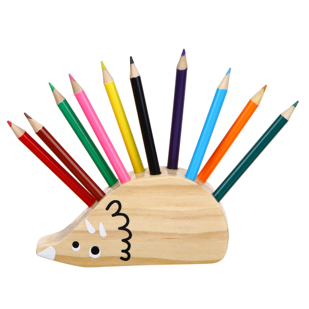 ЯЩЕРЫ Карандаши цветные 10 цветов, в деревянной фигурной подставке, арт.№ 524-233
