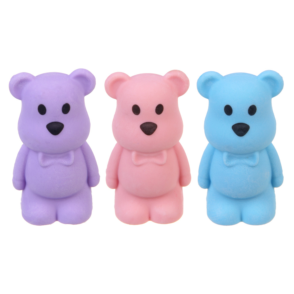 Ластик фигурный, со встроенной точилкой, в форме мишки, ТПР, металл, 3 цвета, арт.№ 607-055