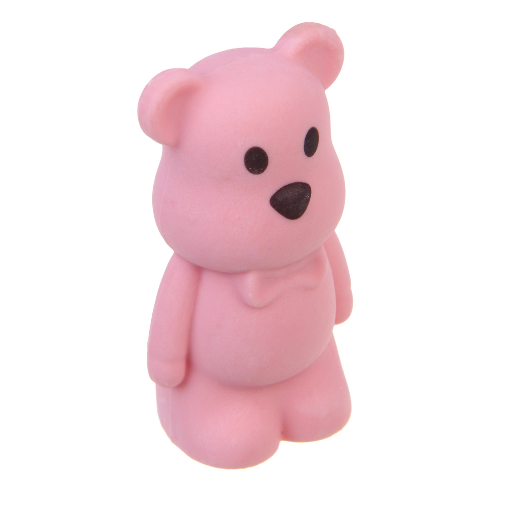 Ластик фигурный, со встроенной точилкой, в форме мишки, ТПР, металл, 3 цвета, арт.№ 607-055