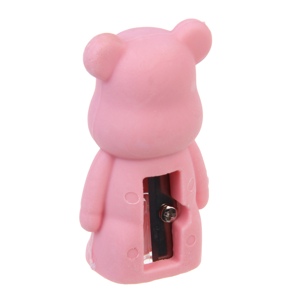 Ластик фигурный, со встроенной точилкой, в форме мишки, ТПР, металл, 3 цвета, арт.№ 607-055