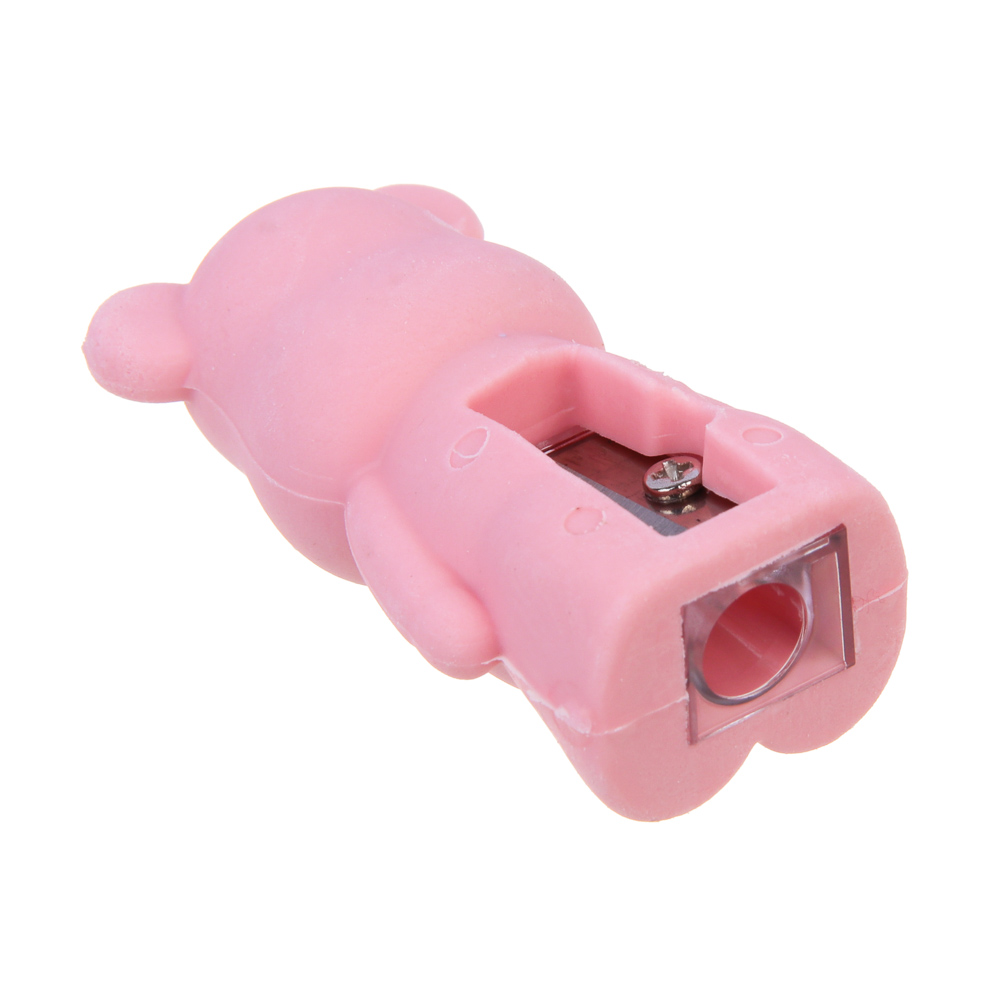 Ластик фигурный, со встроенной точилкой, в форме мишки, ТПР, металл, 3 цвета, арт.№ 607-055