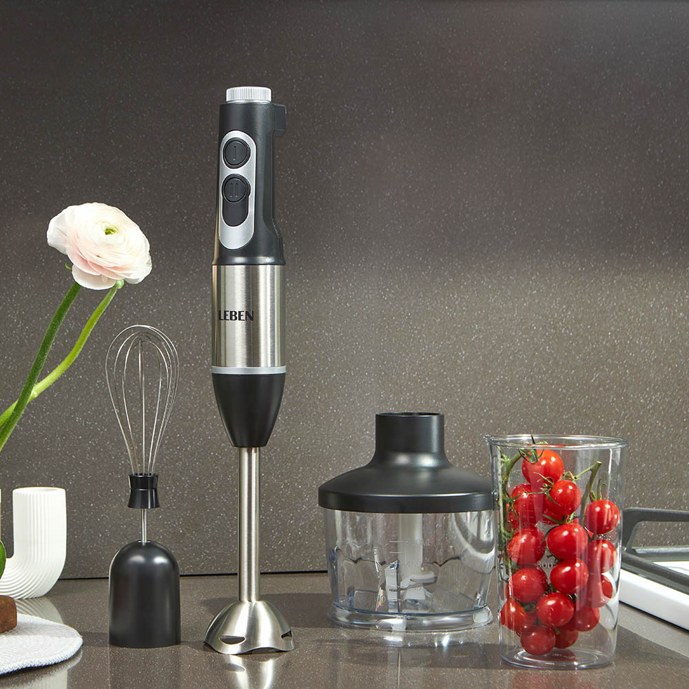 LEBEN Блендер электрический 600Вт, чоппер, венчик, мерный стакан, регулировка скорости, арт.№ 269-016