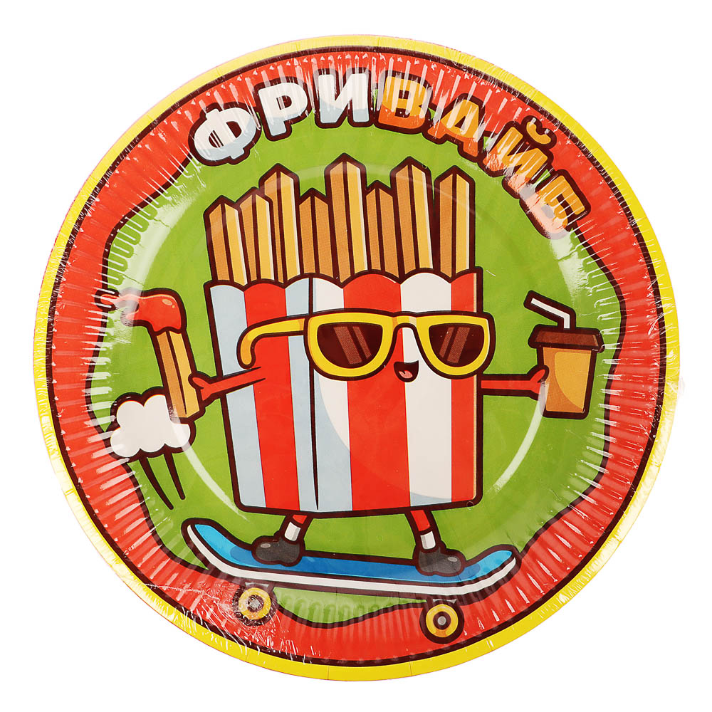 Набор бумажных тарелок Ожившая еда, 6 шт d=230 мм, арт.№ 530-455