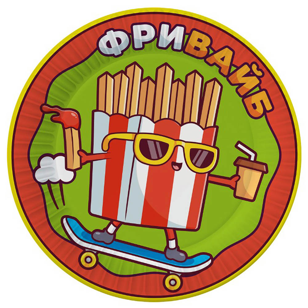 Набор бумажных тарелок Ожившая еда, 6 шт d=230 мм, арт.№ 530-455