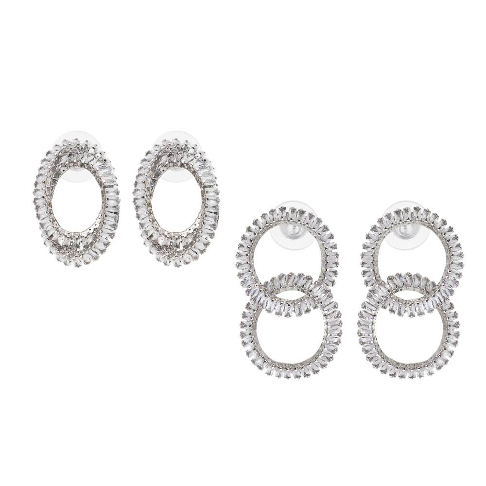 Серьги, медь, цирконий, 2 дизайна, БЖ25-4, арт.№ 023-067