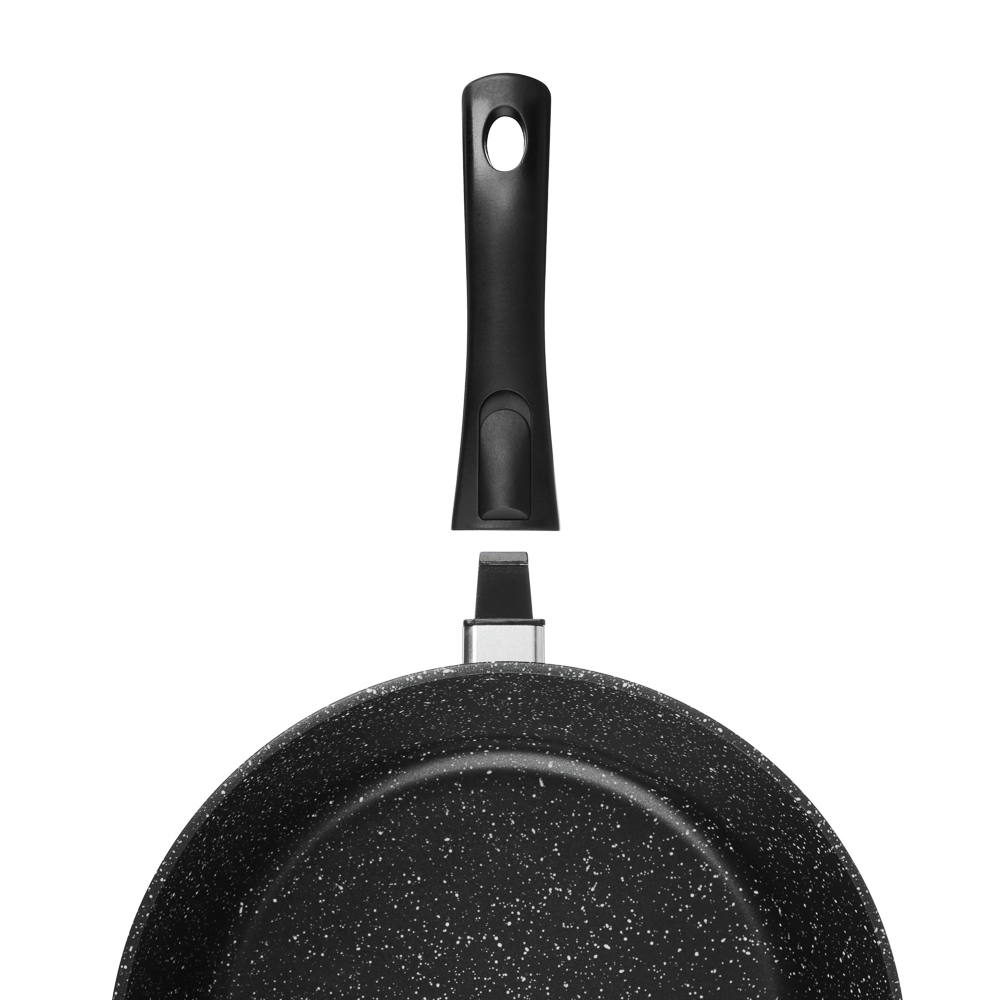 СЛАВЯНА Калина Сковорода литая глубокая d24см, антипригар.покрытие "мрамор", съемная ручка, индукция, арт.№ 846-780