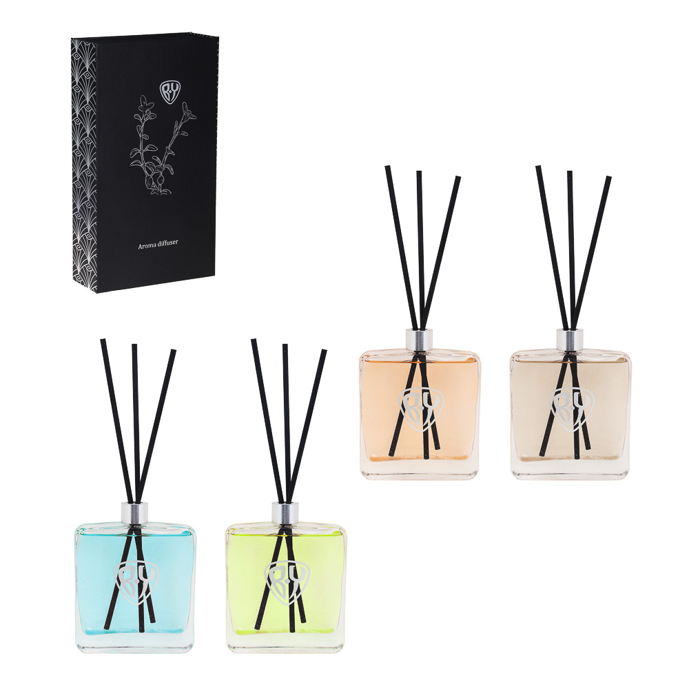 BY Аромадиффузор, с палочками и блестками, 100 мл, 4 аромата, арт.№ 412-107