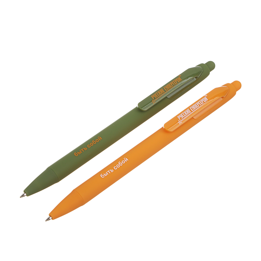 Авторучка шариковая BY Русские Супергерои синяя, наконечник 0,7 мм, 2 цвета корпуса, софт-тач, арт.№ 626-064