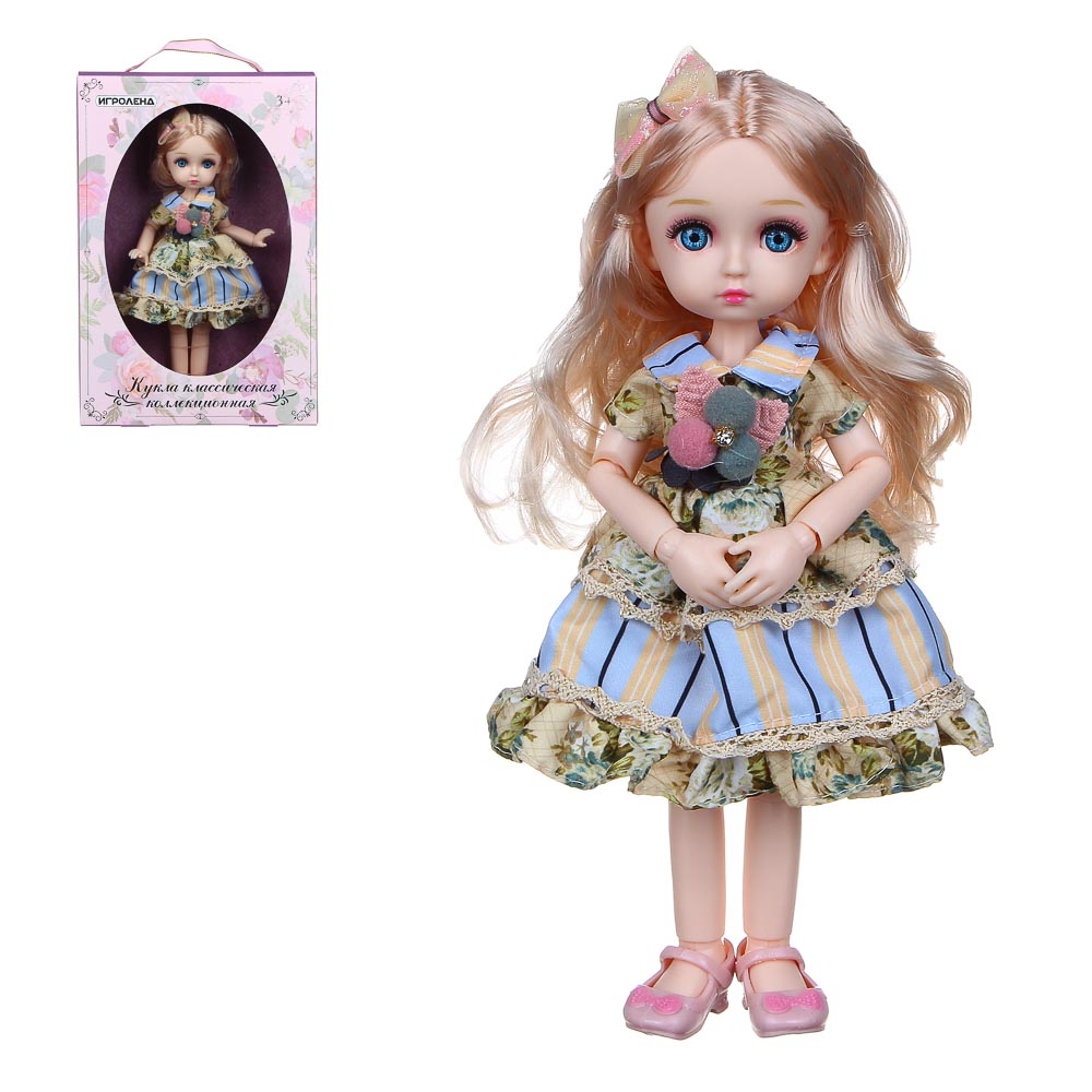 ИГРОЛЕНД Кукла классическая шарнирная, коллекционная, 28см, PP,PVC, полиэстер, 20х31х7см, 4 дизайна, арт.№ 267-835
