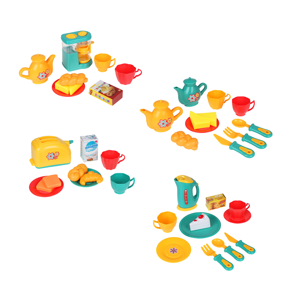 ИГРОЛЕНД Игровой набор Посудка, пластик, 9-11 пр., 35х24х7 см, 4 дизайна, арт.№ 294-129