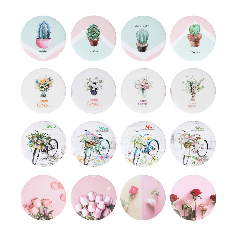 ЮНИLOOK Зеркало карманное, пластик, стекло, d7,4см, 3-16 дизайнов, арт.№ 301-238