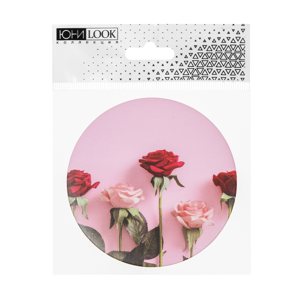 ЮНИLOOK Зеркало карманное, пластик, стекло, d7,4см, 3-16 дизайнов, арт.№ 301-238