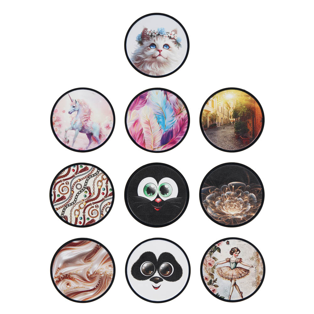 ЮНИLOOK Зеркало карманное, стекло, пластик, d6,8см, 10-12 дизайнов, арт.№ 301-239